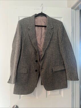 Crest Men's Gray Herringbone Blazer Coat